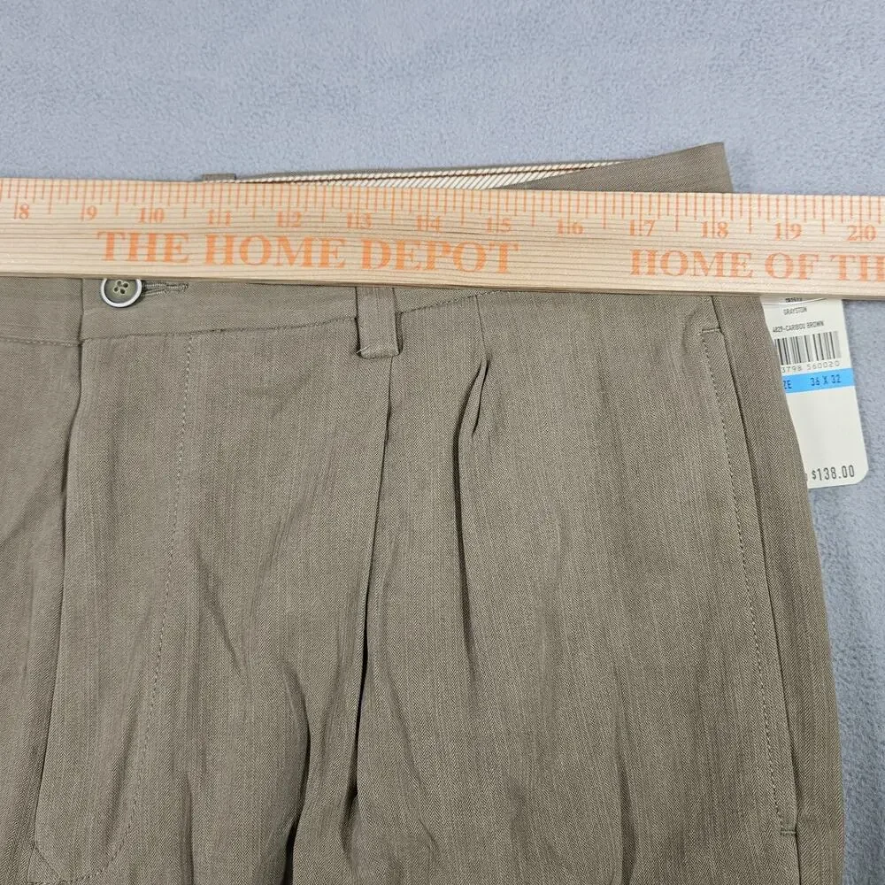 Tommy‎ Bahama Pants Mens 36x32 Silk Rayon Pleated Grayston Caribou Brown NWT